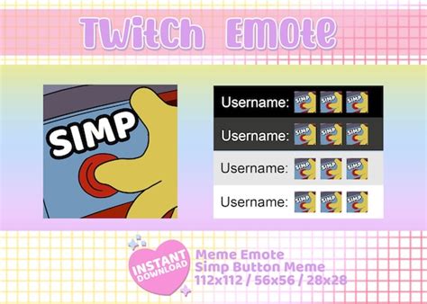 Simp Twitch Emote Funny Meme Cartoon Emotes Cute Text Etsy New Zealand