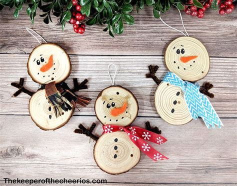 Wood Slice Snowman Ornaments Diy Christmas Crafts