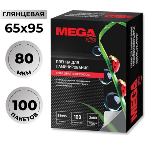 Пленка-пакет для ламинирования ProMega office 65x95 мм 80 мкм глянцевая ...