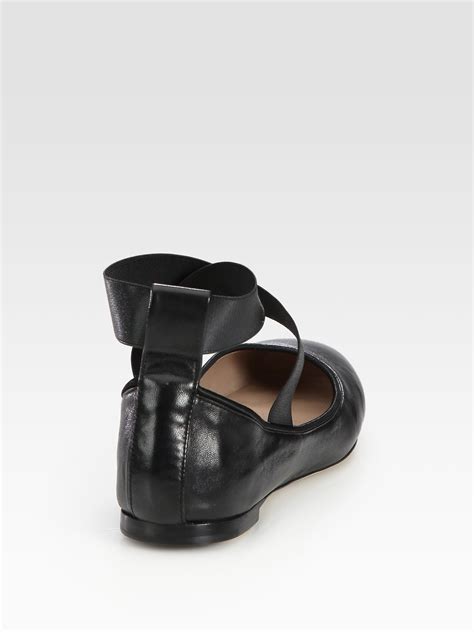 Lyst Chlo Strappy Leather Square Toe Ballet Flats In Black