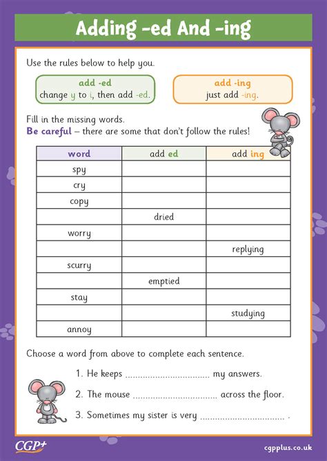 Adding Ed And Ing To Words Ending In Y Stretch Year 2 CGP Plus