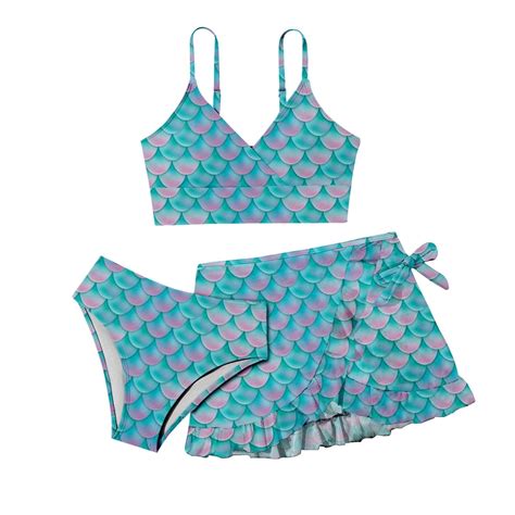 Woyy Tween Girls Piece Swimsuit Scale Print Bikini Set Bathing Suit