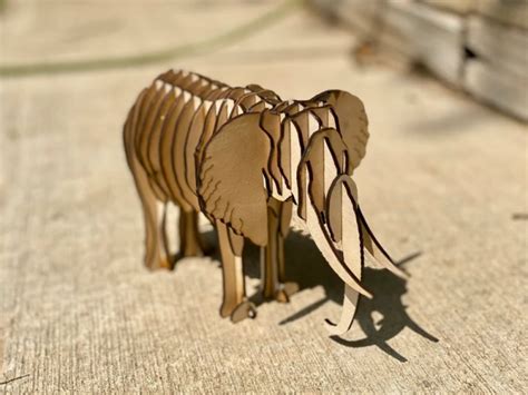 Laser Cut 3d Wooden Puzzle Elephant Toy Model Vector File Vectors File