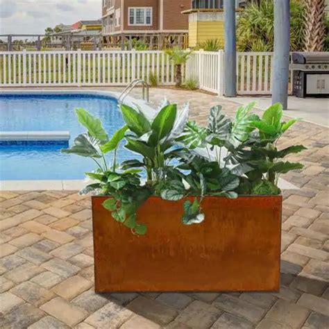 Corten Steel Large Outdoor Metal Decorative Planter Weathering Corten