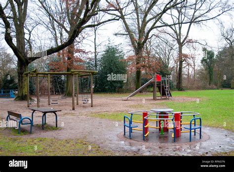 Empty Playground Bad Weather Stock Photo Alamy