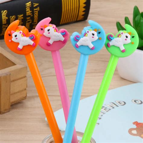 1piece Cute Unicorn Pens Creative Pens Kawaii Cartoon Gel Pens For