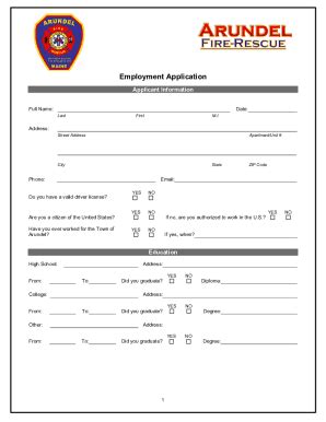 Fillable Online Fillable Online Fillable Online Employment Application