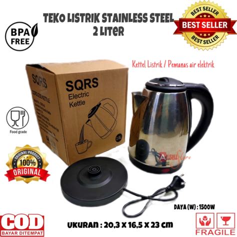 Jual Bisa Cod Promo Teko Listrik Stainless Steel Liter Pemanas