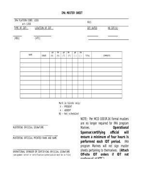 Ima Unit Muster Sheet Hqmc Marines Mil Doc Template Pdffiller