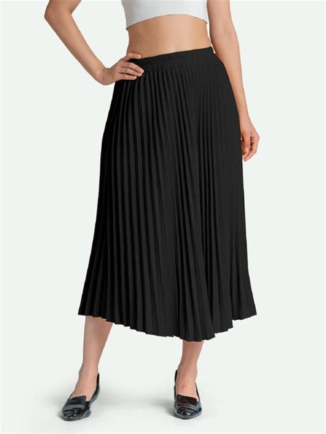 Aask Girlswomens Classic Stretchy All Time Trendy Pleated Skirt