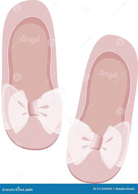 Vector Imagen De Los Niños Zapatos Rosa Con Un Arco Para Una Niña