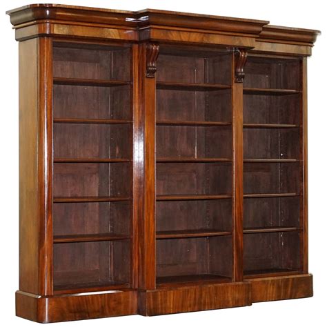 Stunning Very Large Victorian Mahogany Library Breakfront Bookcase