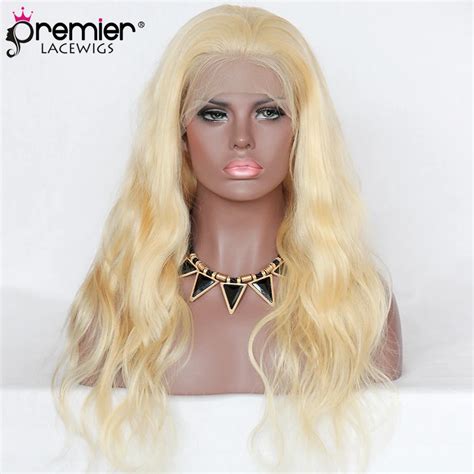 Premier Full Lace Wigs Blonde Human Hair 613 Color Body Wavy Chinese