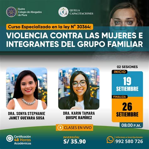 Quilla Curso Especializado En La Ley N° 30364 Violencia Contra Las