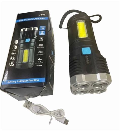 20 W Cool White Rechargeable Led Flashlight ABS Alkaline At Best