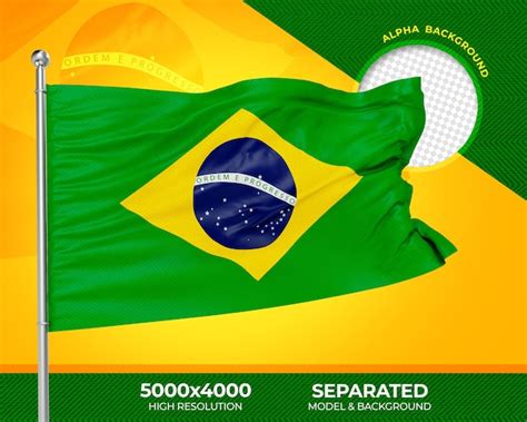 Premium Psd Brazil Realistic 3d Textured Flag For Composition