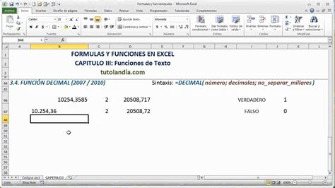 3 4 Función Decimal Fórmulas y Funciones en Excel YouTube