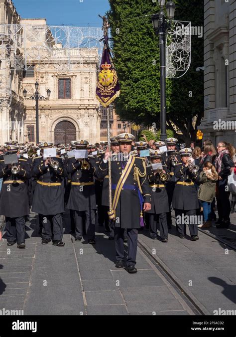 Uniformed members of brass bands clubs take part in a parade and ...