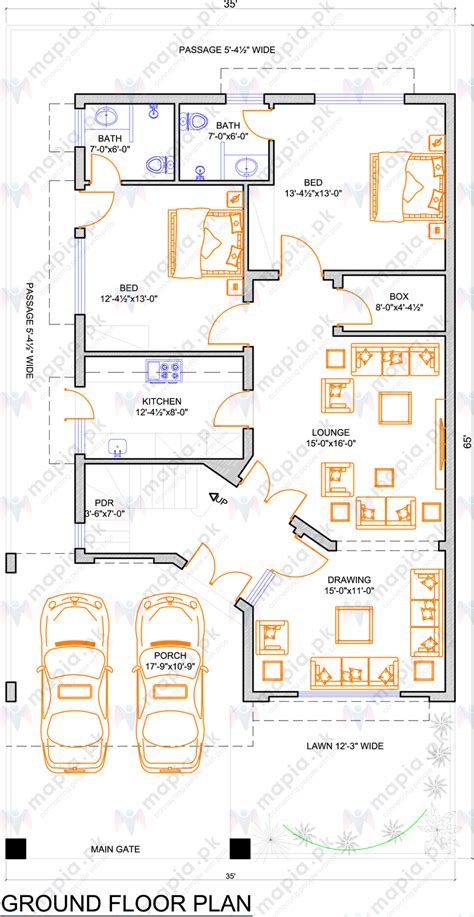 10 Marla House Plan Mapia