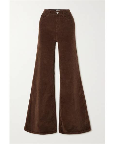 Frame Le Palazzo Cotton Blend Corduroy Wide Leg Pants In Brown Lyst