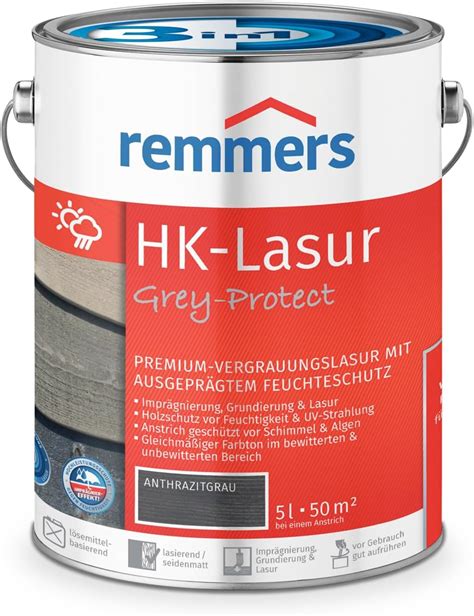 Remmers HK Lasur 3in1 Grey Protect Anthrazitgrau 5 Liter Holzlasur