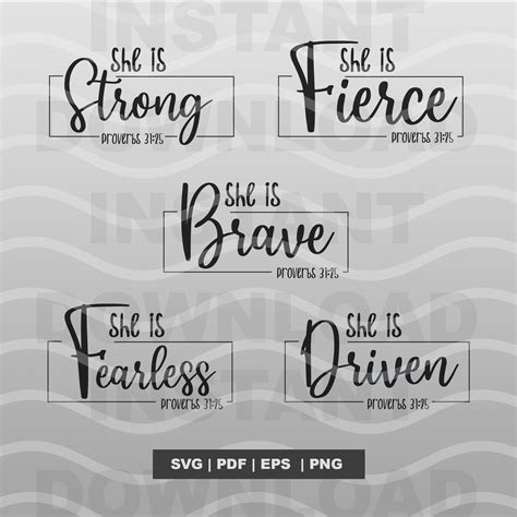 She Is Strong Svg Proverbs Quotes Fearless Brave Fierce Etsy