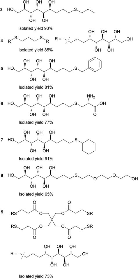 Reaction Products Of The Uv Induced Thiolene Click Reactions Between