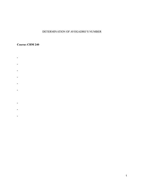 Copy Of Analytical Chem Lab Report 9 DETERMINATION OF AVOGADROS