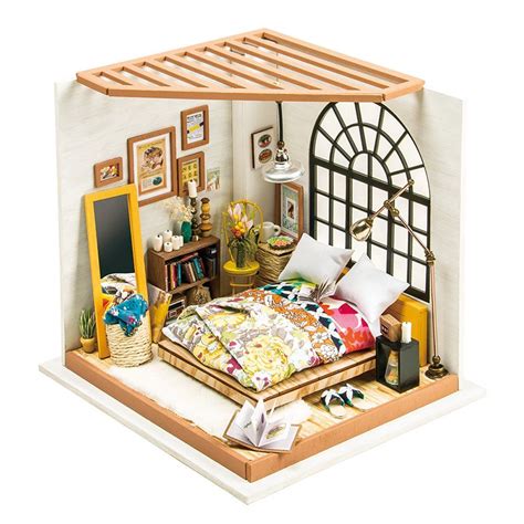 [40 Off] Robotime Diy House Hand Assembled Creative Dollhouse Alice Dreamy Bedroom Rosegal