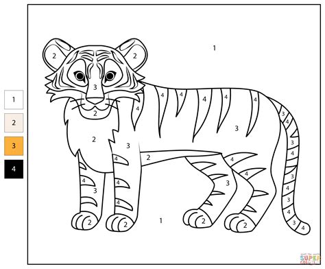 Color By Number Tiger Coloring Page Free Printable Coloring Pages