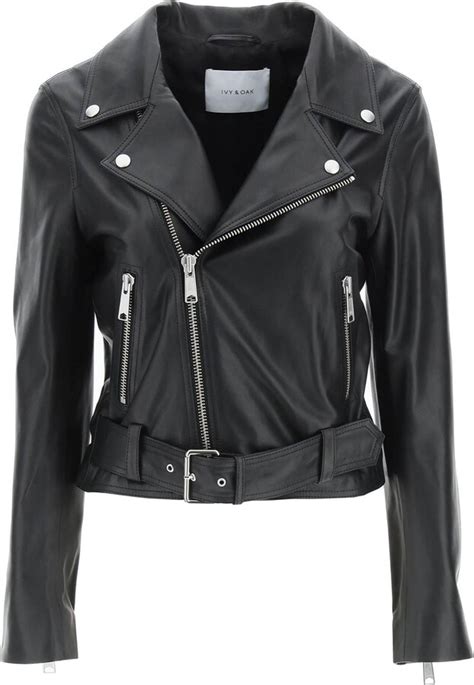 Ivy Oak Short Leather Biker Jacket ShopStyle