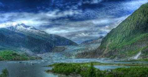 The Great Mendenhall Glacier Creeps Outside Juneau Alaska