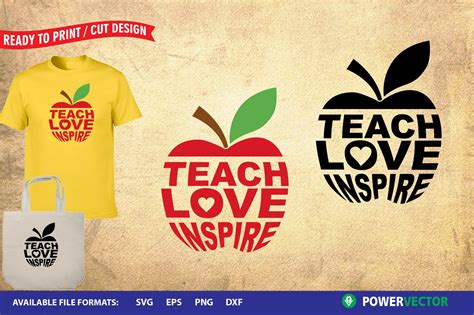 Teach Love Inspire Svg Teacher Apple Print Cut Files Svgs