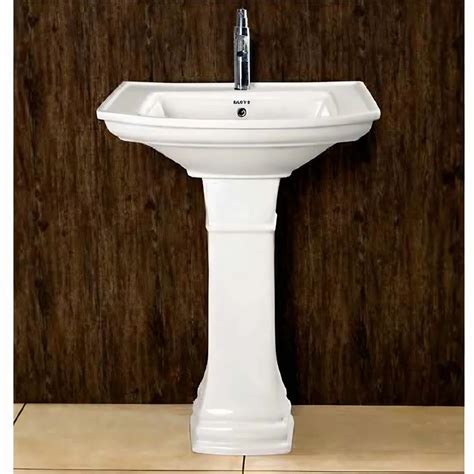 Sanyo White Alasca Pedestal Wash Basin For Home Hotel Dimension