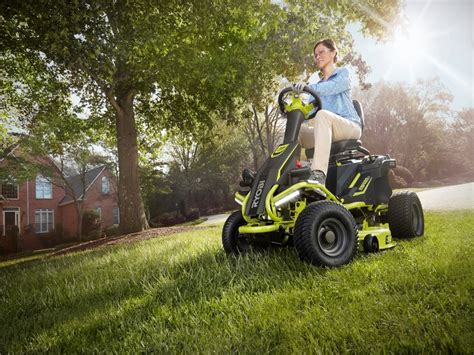 38 75 Ah Electric Riding Lawn Mower Ryobi Tools