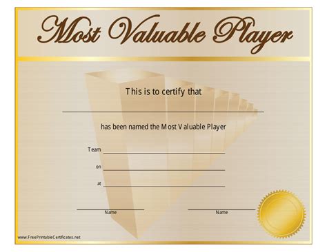 Most Valuable Player Award Certificate Template - Gold Download ...