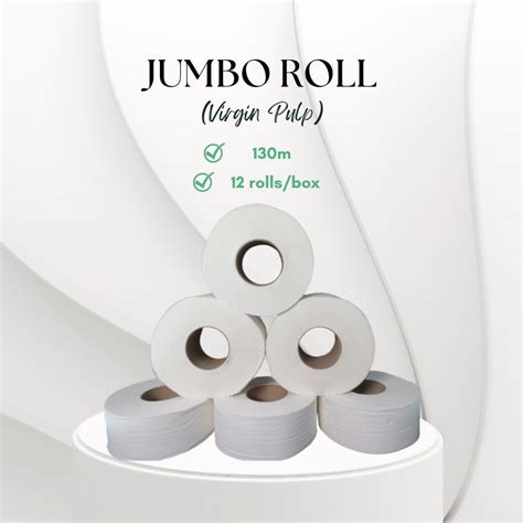 Jumbo Roll Tissue L Tisu Gulung Tandas 130m 2ply 12rollsctn 100