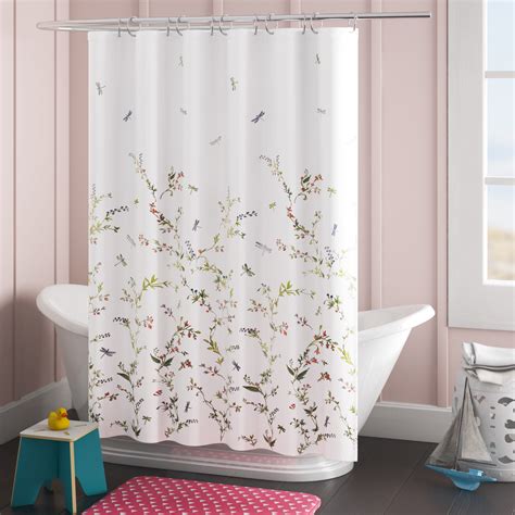 Winston Porter Brimley Dragonfly Garden Fabric Single Shower Curtain