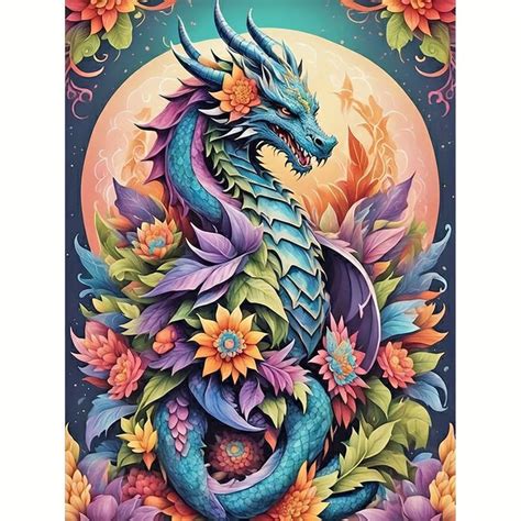 TemuFlower Dragon Diy Diamond Art Painting Kit Full Diamond Round