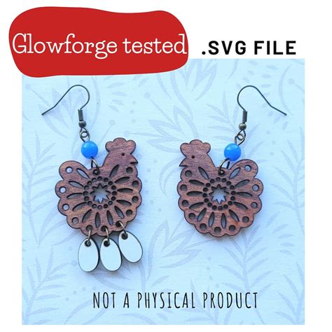 Chicken Earring Svg Glowforge Ready Svg File Only Etsy