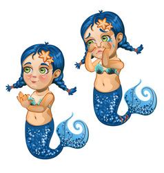 Mermaids Play Under The Water Royalty Free Vector Image