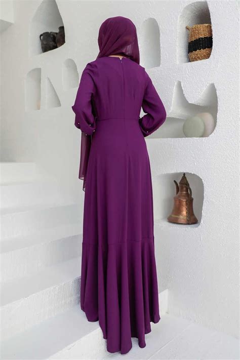 Neva Style Luxury Plum Color Islamic Clothing Prom Dress 36030MU