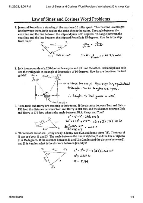 Law of Cosines Worksheet 6 | PDF | Triangle | Angle - Worksheets Library