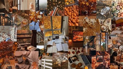 Autumn Aesthetic Mood Board Desktop Wallpaper In 2024 Desktop