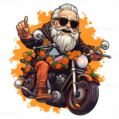 Cute Grandpa Riding Motorcycle Clipart Ai Generative 27235649 Png