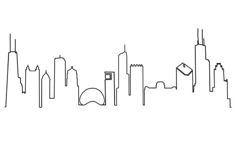 Chicago Skyline Line Drawing | Work Illustrations ~ Creative Market