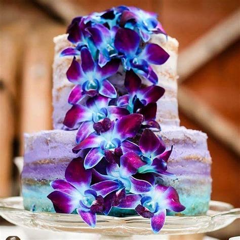 Blue Orchids Wedding Cake