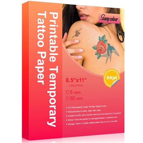 Printable Temporary Tattoo Paper For INKJET Printer 8 5 X11 30 Sheets