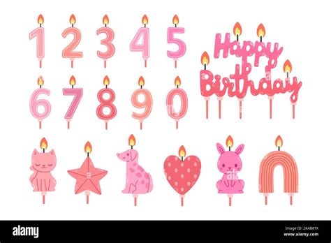 Girl Birthday Candles Set In Pink Colors Number Candles Different