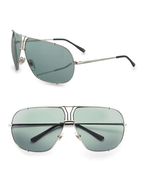 Saint Laurent Metal Aviator Sunglasses In Silver For Men Lyst